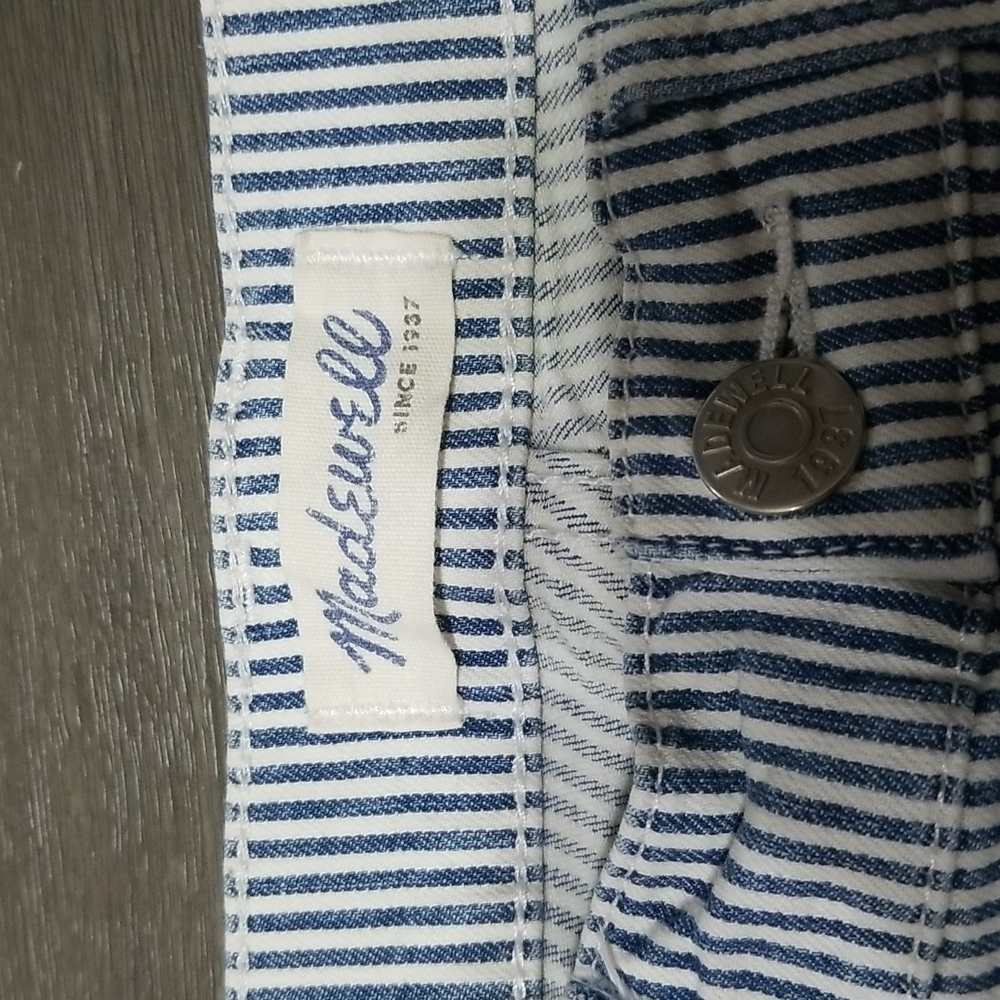 Madewell Blue and White Denim Zip Leg Size 28 - Picture 2 of 7